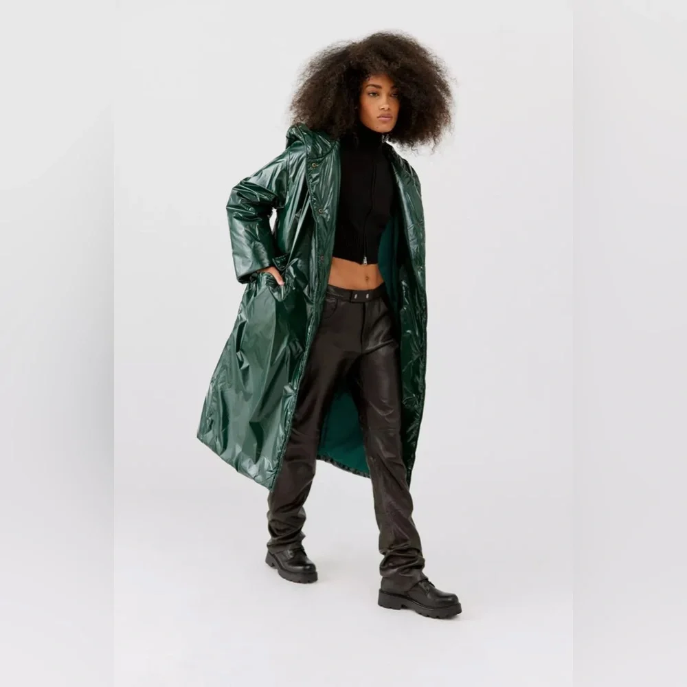 Urban Outfitters Mila Longline Parka Jacket in Green. Size Medium - Picture 2 of 11
